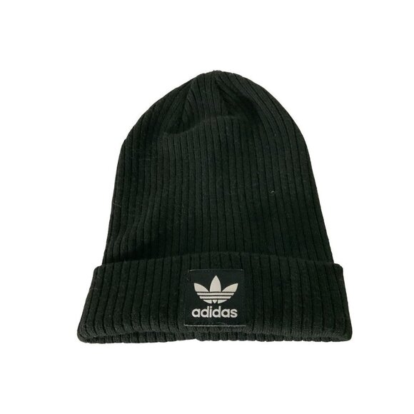 ADIDAS LADIES SOLID BLACK RIBBED PATTERN BEANIE NWOT OS - Picture 3 of 8